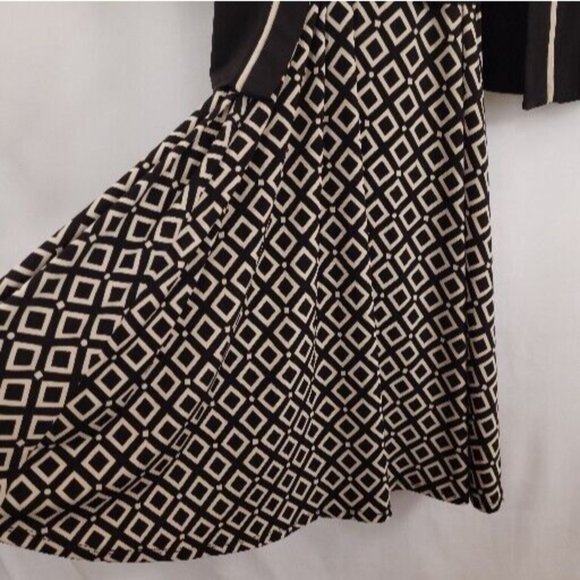 Studio I Dress And Jacket Black And Cream Geometric Pattern Petite Small - Picture 6 of 11